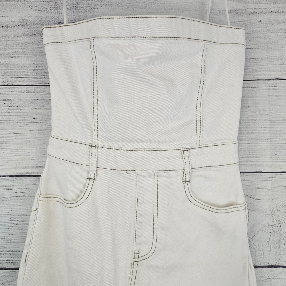 GB Gianni Bini S Small Strapless Denim Midi Jean Dress Off-White Slit NWT L797 - Picture 6 of 10